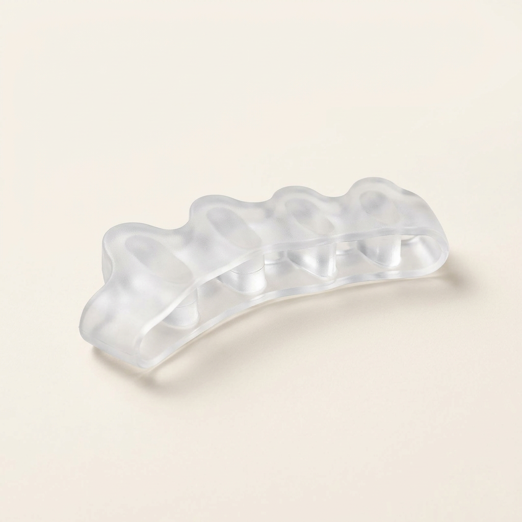 Separatori per dita in silicone su sfondo neutro
